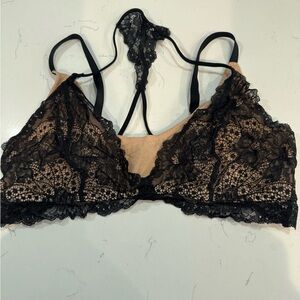 Lace Bralette in Black and Tan